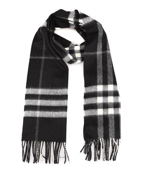 burberry black and white check scarf|burberry check scarf wool fringe.